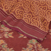 Sanskriti Vintage Saree Brown Sambhalpuri HandWoven Ikat Pure Cotton Sari Sustainable Fabric