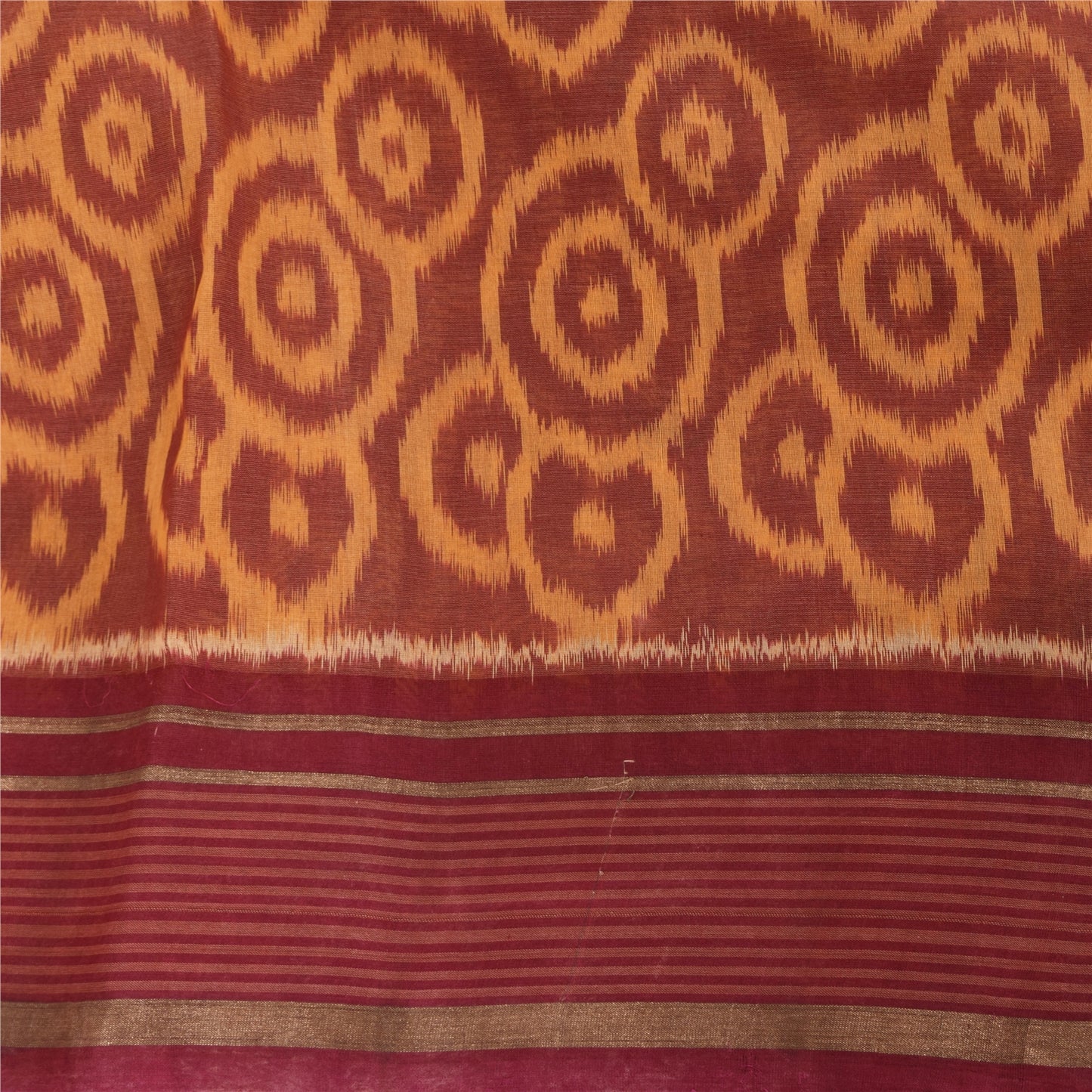 Sanskriti Vintage Saree Brown Sambhalpuri HandWoven Ikat Pure Cotton Sari Sustainable Fabric