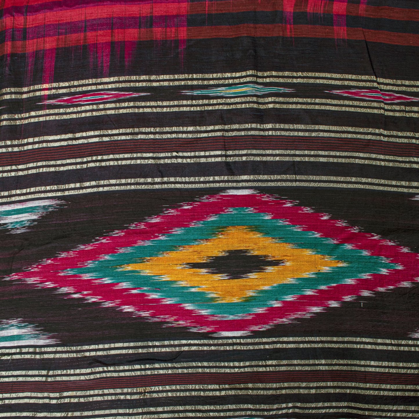 Sanskriti Vintage Red Pure Cotton Saree Ikat Hand Woven Pochampally 4.5+Yd Sari