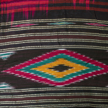 Sanskriti Vintage Red Pure Cotton Saree Ikat Hand Woven Pochampally 4.5+Yd Sari