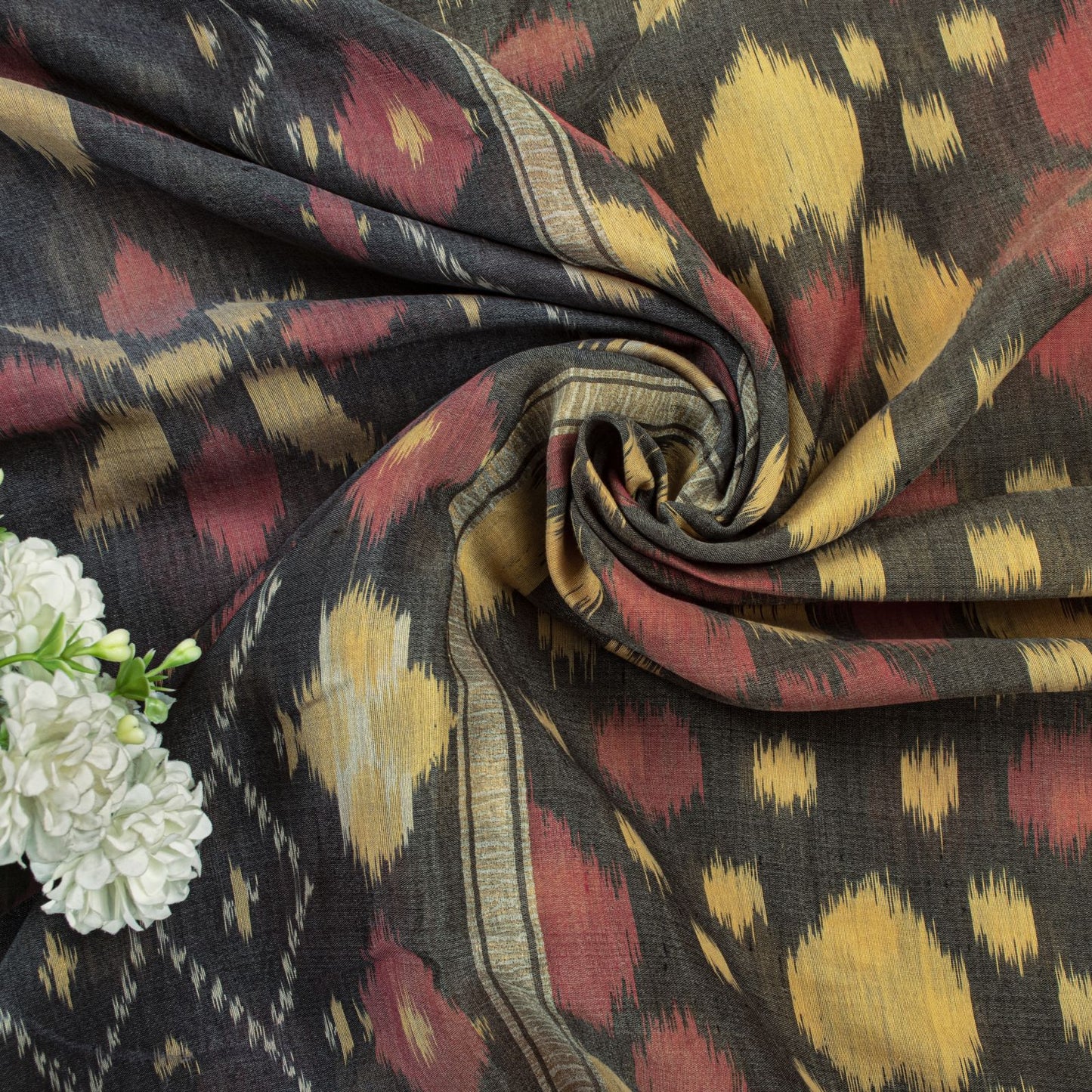 Sanskriti Vintage Saree Gray Pure Silk Sambhalpuri Ikat Hand Woven 5.5+YD Sari