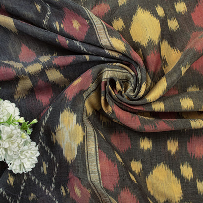 Sanskriti Vintage Saree Gray Pure Silk Sambhalpuri Ikat Hand Woven 5.5+YD Sari
