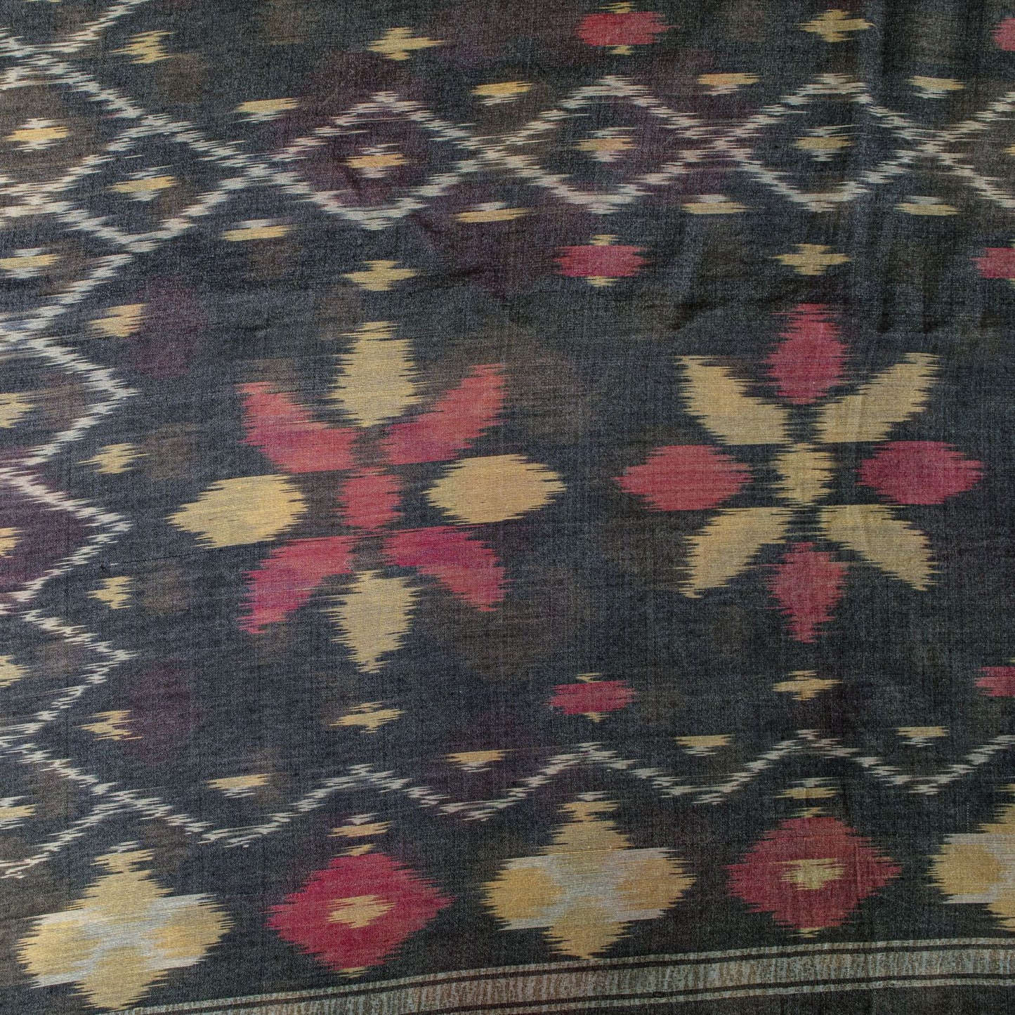 Sanskriti Vintage Saree Gray Pure Silk Sambhalpuri Ikat Hand Woven 5.5+YD Sari