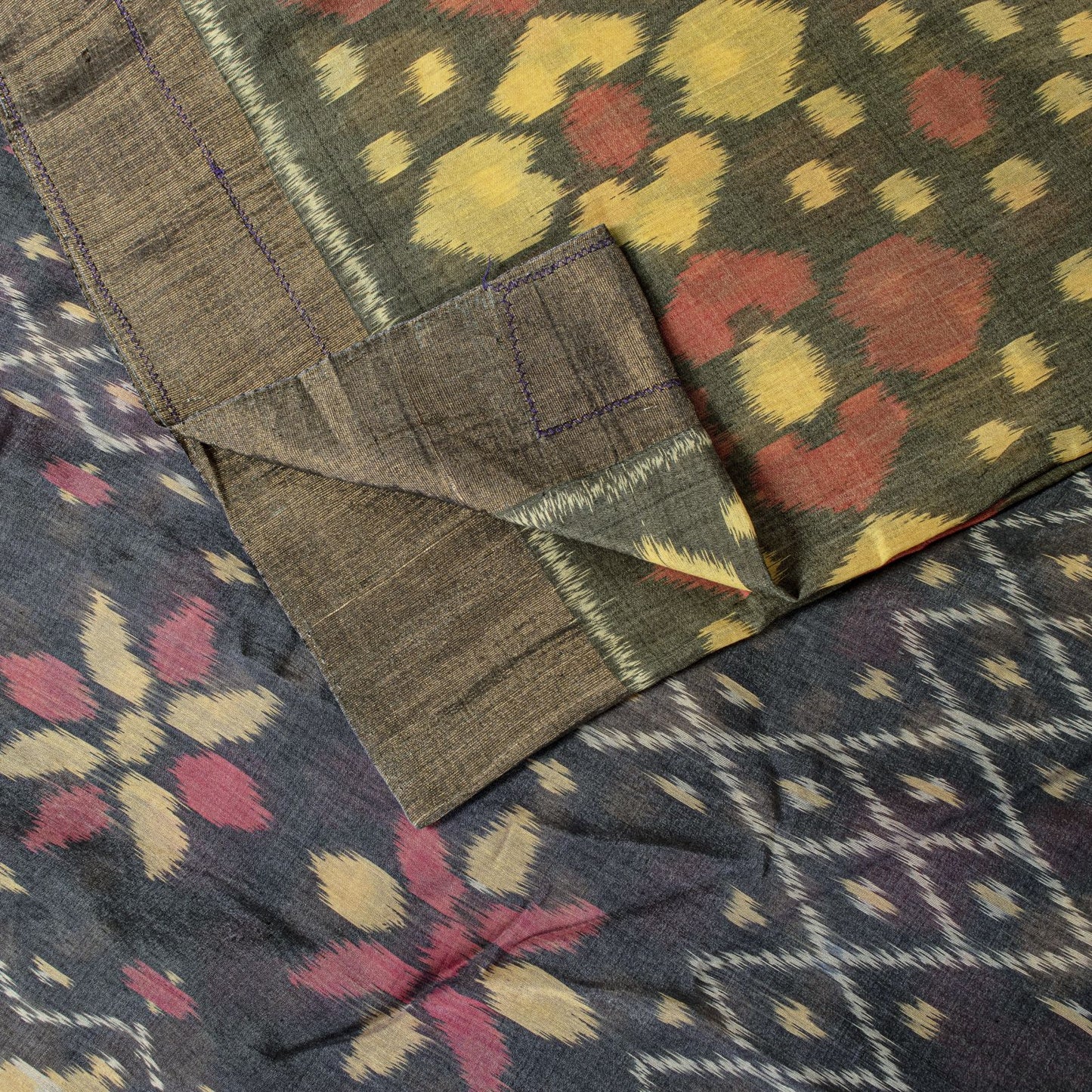 Sanskriti Vintage Saree Gray Pure Silk Sambhalpuri Ikat Hand Woven 5.5+YD Sari