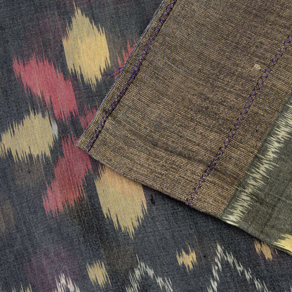 Sanskriti Vintage Saree Gray Pure Silk Sambhalpuri Ikat Hand Woven 5.5+YD Sari