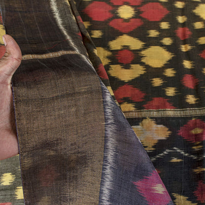 Sanskriti Vintage Saree Gray Pure Silk Sambhalpuri Ikat Hand Woven 5.5+YD Sari