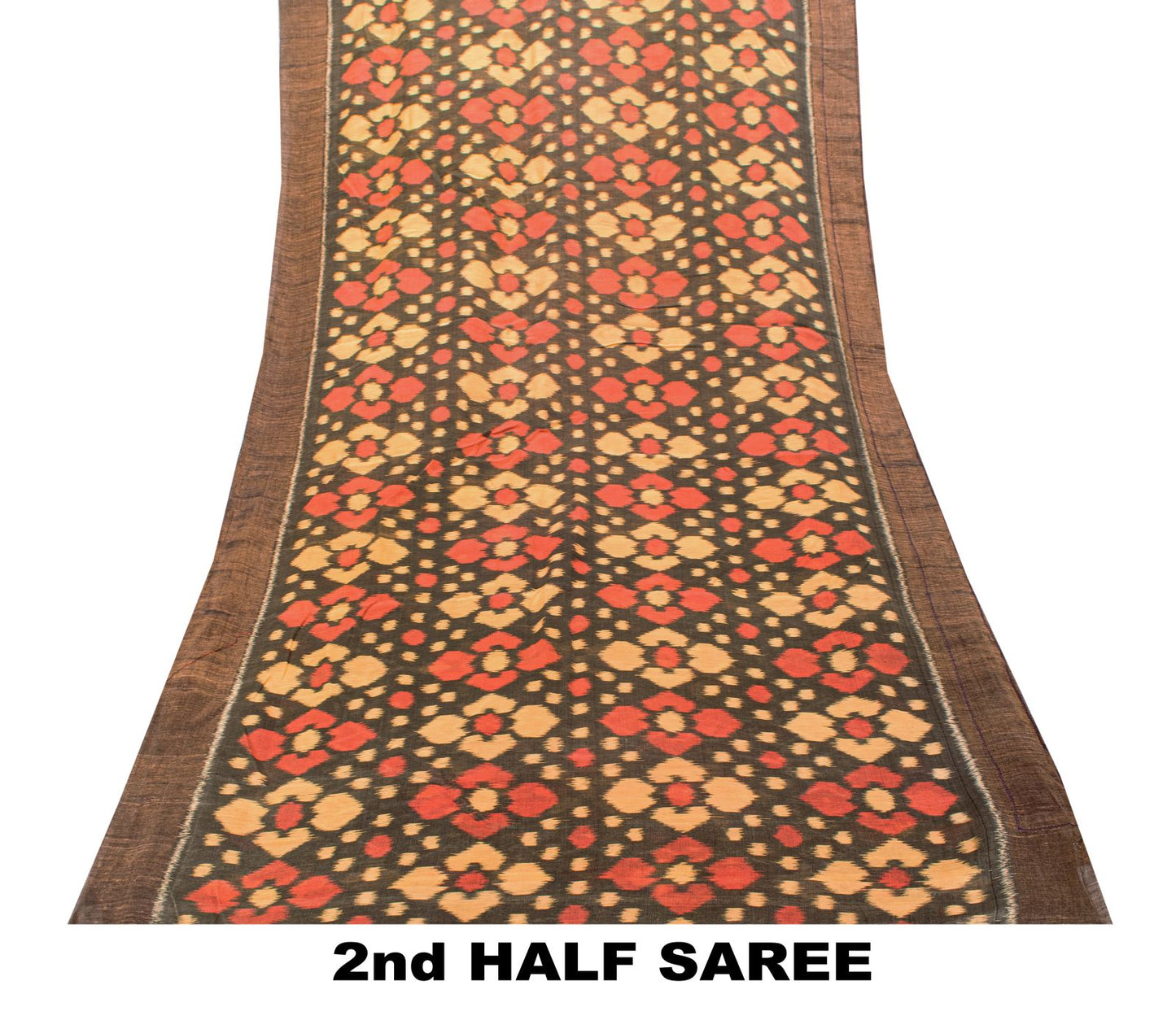 Sanskriti Vintage Saree Gray Pure Silk Sambhalpuri Ikat Hand Woven 5.5+YD Sari