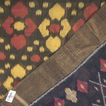 Sanskriti Vintage Saree Gray Pure Silk Sambhalpuri Ikat Hand Woven 5.5+YD Sari