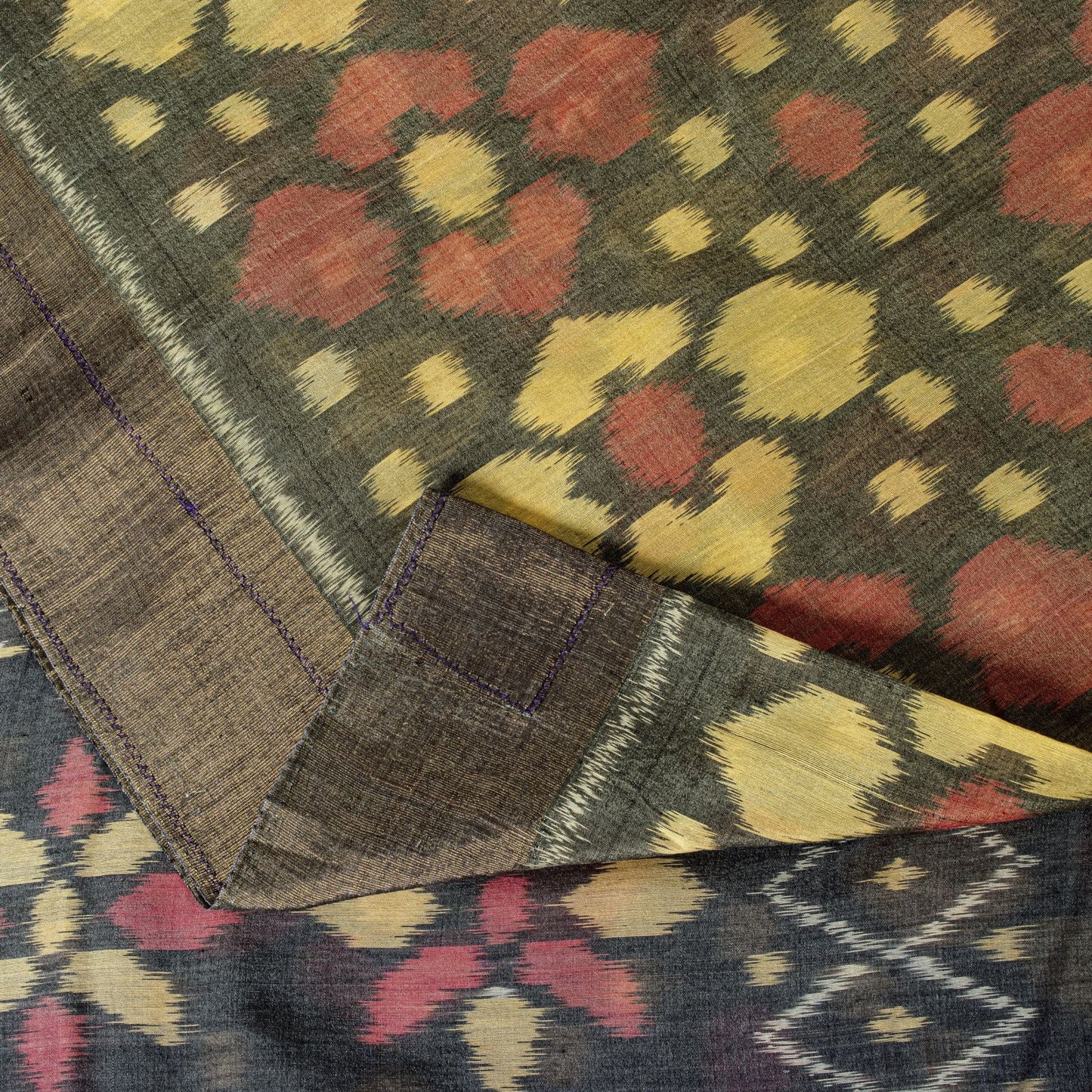 Sanskriti Vintage Saree Gray Pure Silk Sambhalpuri Ikat Hand Woven 5.5+YD Sari