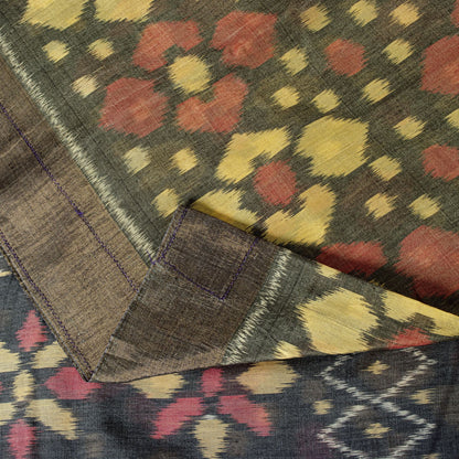 Sanskriti Vintage Saree Gray Pure Silk Sambhalpuri Ikat Hand Woven 5.5+YD Sari