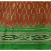 Sanskriti Vintage Saree Pochampally Red HandWoven Ikat Pure Silk Sari 5yd Sustainable Fabric
