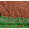 Sanskriti Vintage Saree Pochampally Red HandWoven Ikat Pure Silk Sari 5yd Sustainable Fabric