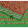 Sanskriti Vintage Saree Pochampally Red HandWoven Ikat Pure Silk Sari 5yd Sustainable Fabric