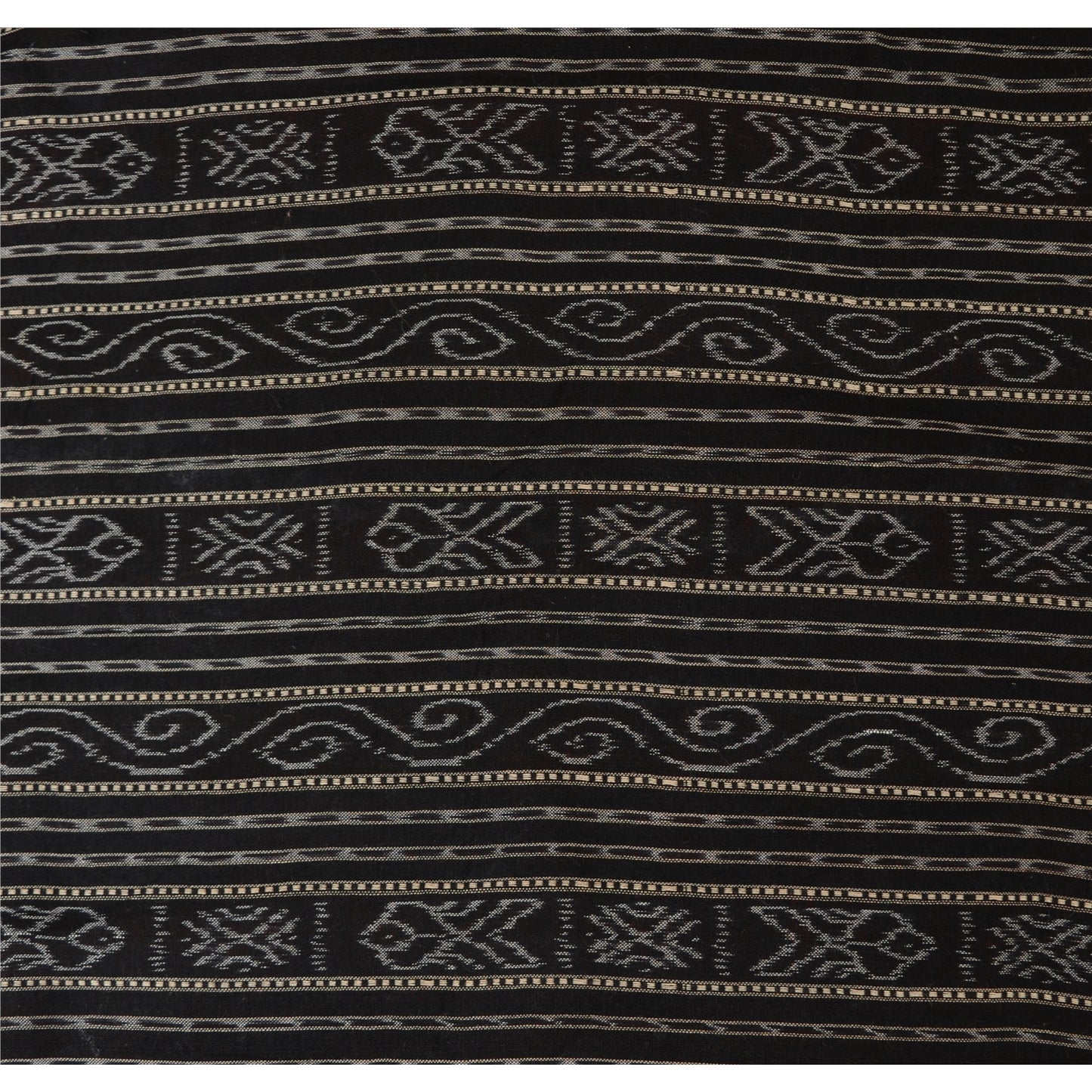 Sanskriti Vintage Orange Odisha Sarees Hand Woven Ikat Blend Cotton Sari Fabric