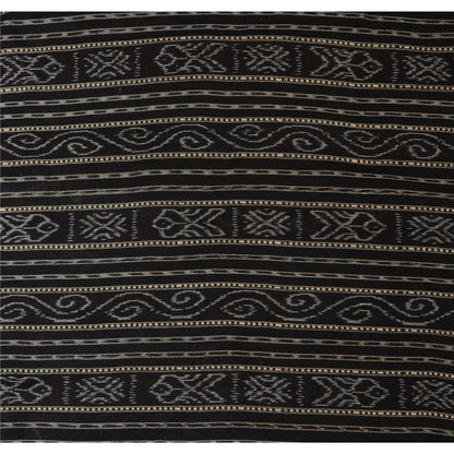 Sanskriti Vintage Orange Odisha Sarees Hand Woven Ikat Blend Cotton Sari Fabric