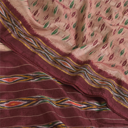 Sanskriti Vintage Sarees Ikat Handwoven Pochampally Pure Silk Sari 5+yd Sustainable Fabric