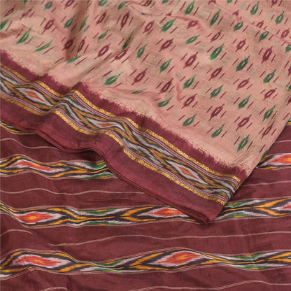 Sanskriti Vintage Sarees Ikat Handwoven Pochampally Pure Silk Sari 5+yd Sustainable Fabric