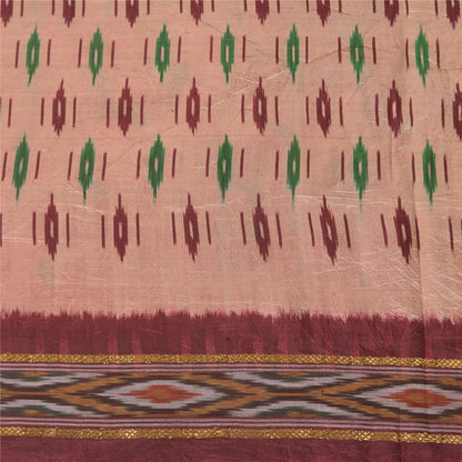 Sanskriti Vintage Sarees Ikat Handwoven Pochampally Pure Silk Sari 5+yd Sustainable Fabric