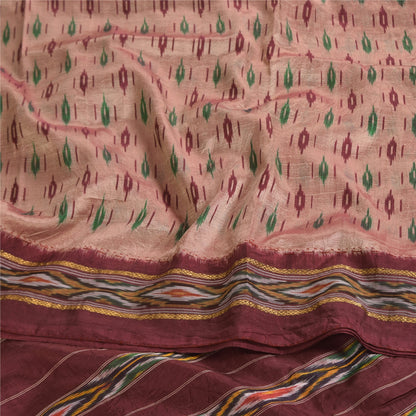 Sanskriti Vintage Sarees Ikat Handwoven Pochampally Pure Silk Sari 5+yd Sustainable Fabric