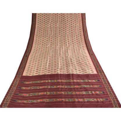 Sanskriti Vintage Sarees Ikat Handwoven Pochampally Pure Silk Sari 5+yd Sustainable Fabric