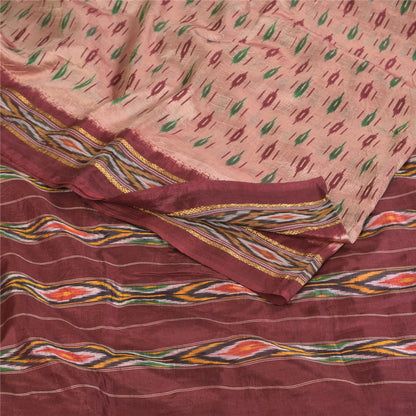 Sanskriti Vintage Sarees Ikat Handwoven Pochampally Pure Silk Sari 5+yd Sustainable Fabric