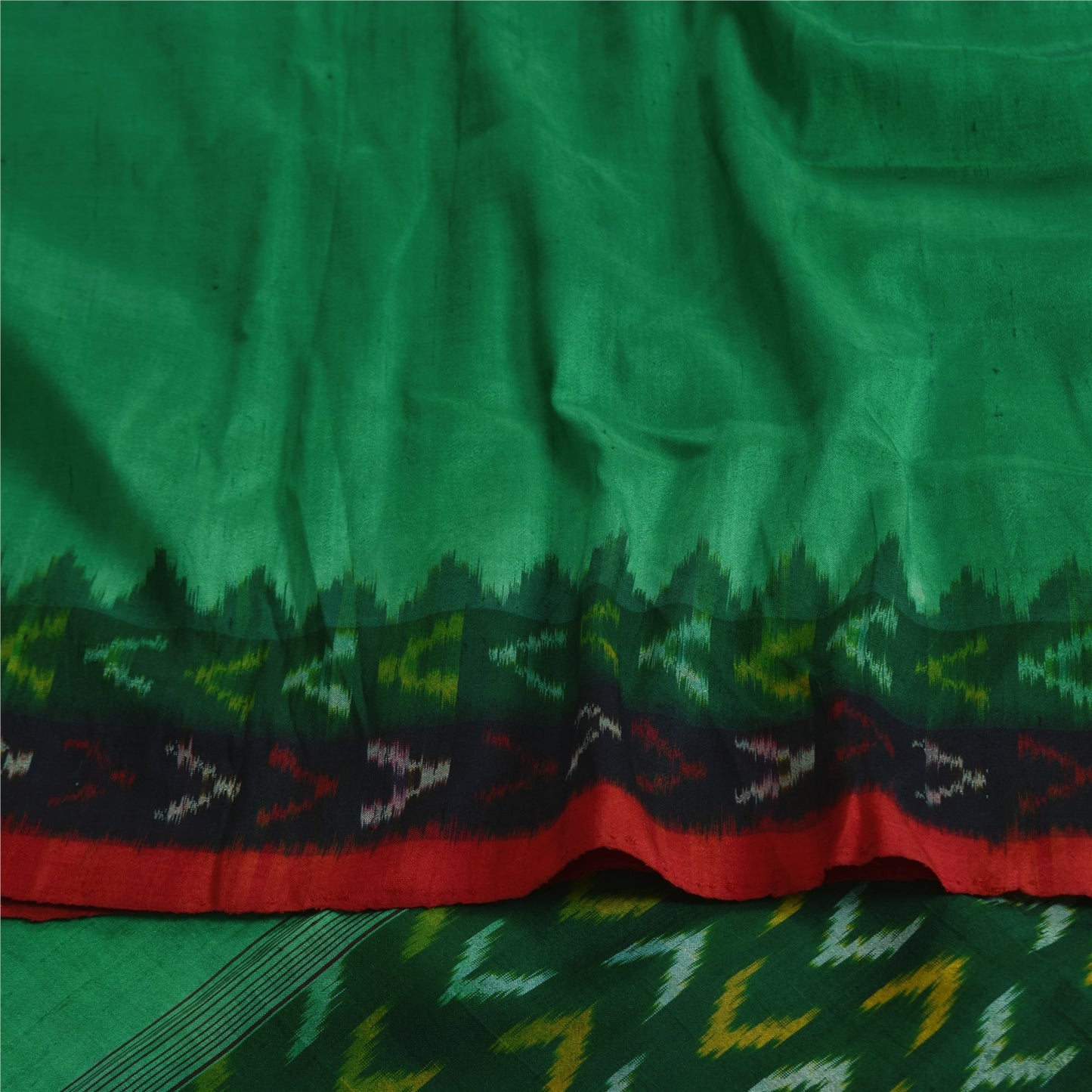 Sanskriti Vintage Sarees GreenIkat Handwoven Pochampally Pure Cotton Sari Sustainable Fabric