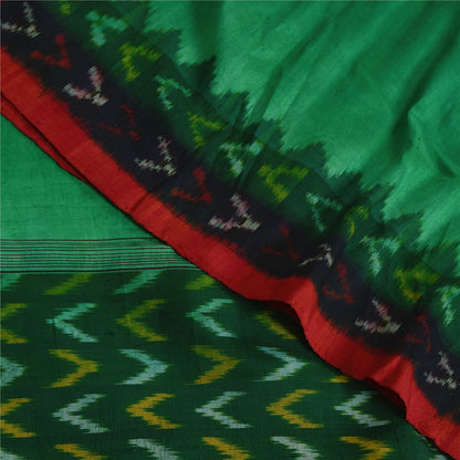 Sanskriti Vintage Sarees GreenIkat Handwoven Pochampally Pure Cotton Sari Sustainable Fabric