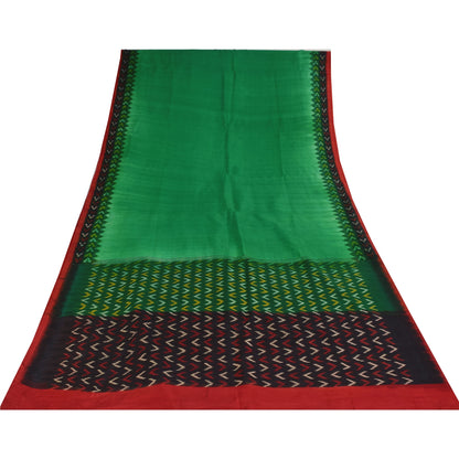 Sanskriti Vintage Sarees GreenIkat Handwoven Pochampally Pure Cotton Sari Sustainable Fabric