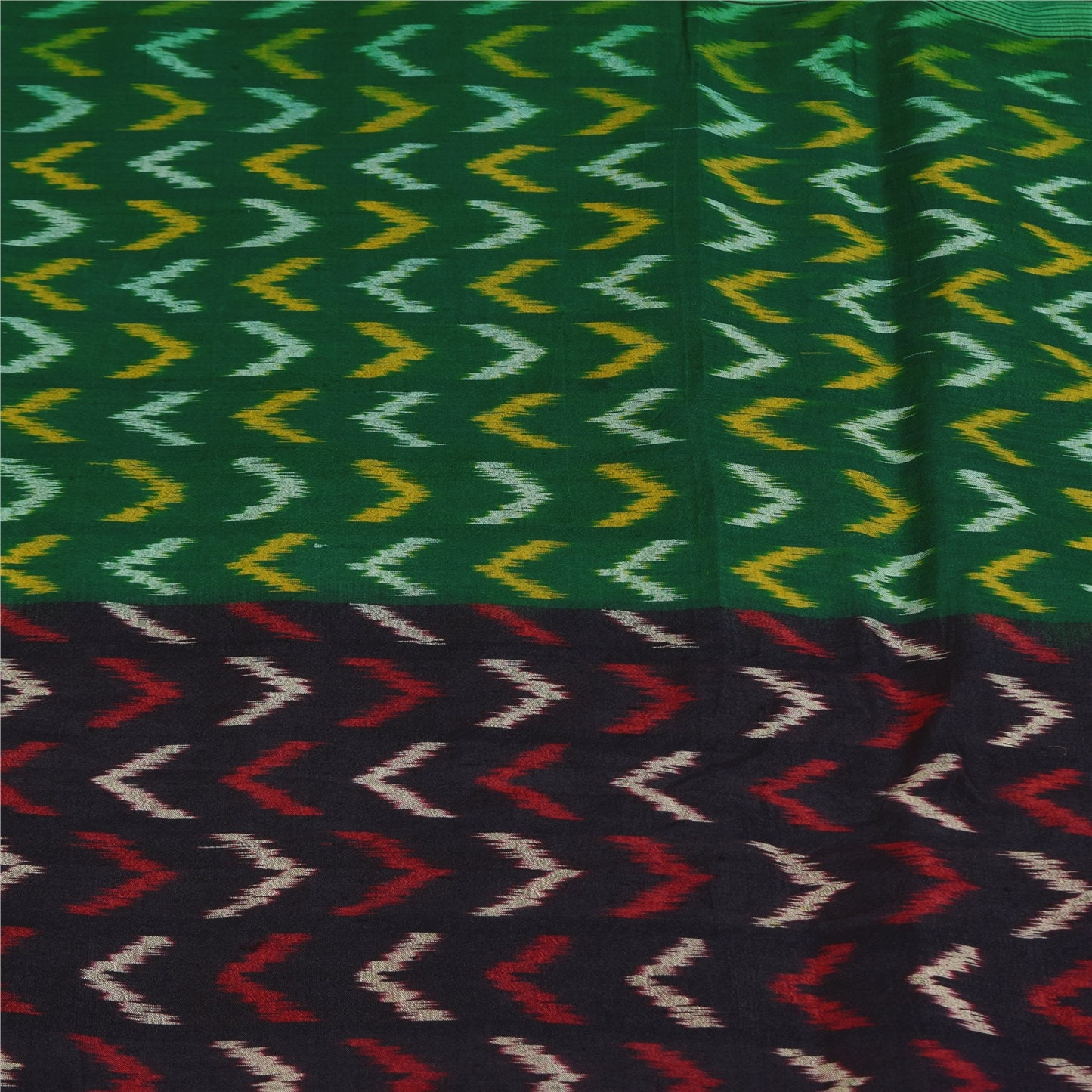 Sanskriti Vintage Sarees GreenIkat Handwoven Pochampally Pure Cotton Sari Sustainable Fabric