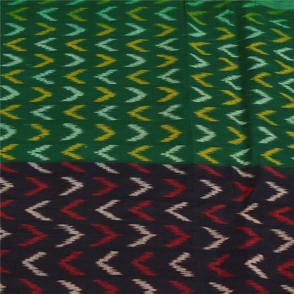 Sanskriti Vintage Sarees GreenIkat Handwoven Pochampally Pure Cotton Sari Sustainable Fabric