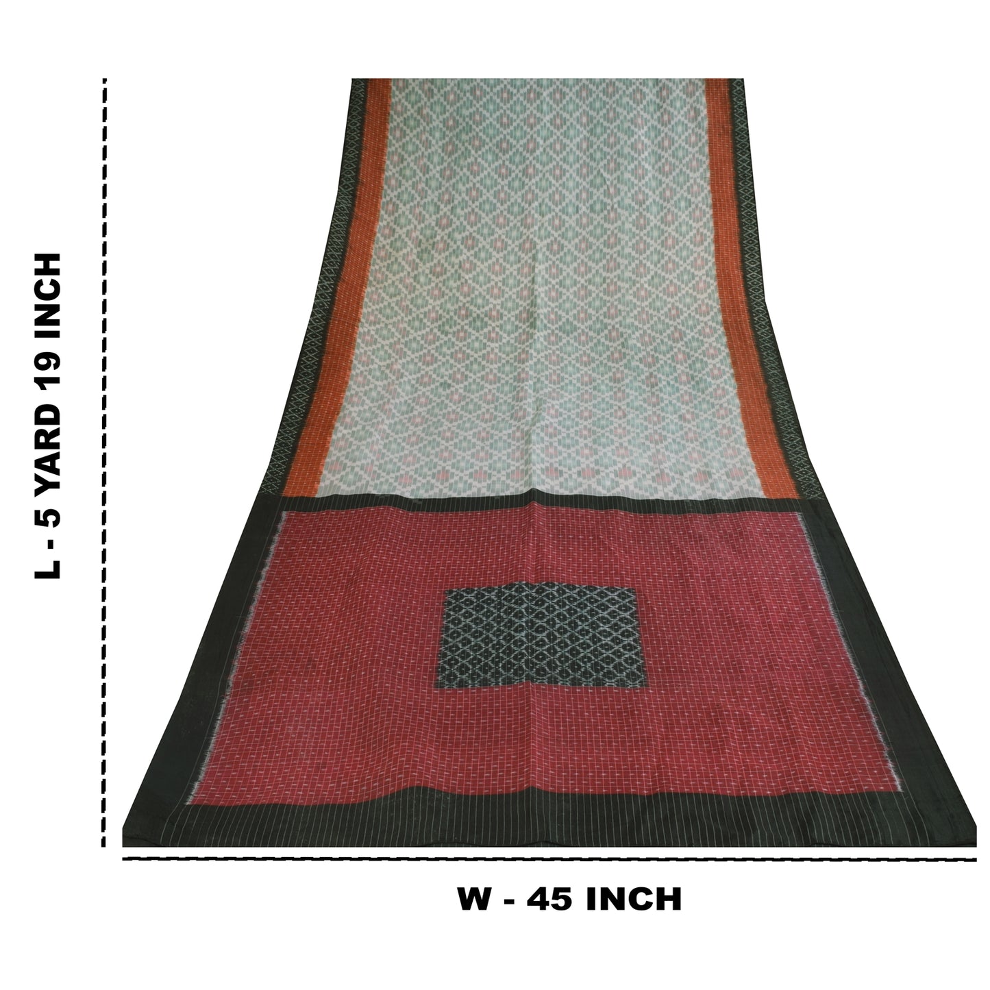 Sanskriti Vintage Sarees Gray Ikat Handwoven Sambhalpuri Pure Cotton Sari Sustainable Fabric