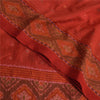 Sanskriti Vintage Sarees Red Sambhalpuri Ikat Handwoven Pure Silk Sari Fabric