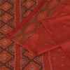 Sanskriti Vintage Sarees Red Sambhalpuri Ikat Handwoven Pure Silk Sari Fabric
