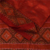 Sanskriti Vintage Sarees Red Sambhalpuri Ikat Handwoven Pure Silk Sari Fabric