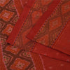 Sanskriti Vintage Sarees Red Sambhalpuri Ikat Handwoven Pure Silk Sari Fabric