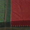 Sanskriti Vintage Sarees Red Ikat Handwoven Sambhalpuri Pure Silk Sari Sustainable Fabric
