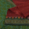 Sanskriti Vintage Sarees Red Ikat Handwoven Sambhalpuri Pure Silk Sari Sustainable Fabric