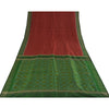 Sanskriti Vintage Sarees Red Ikat Handwoven Sambhalpuri Pure Silk Sari Sustainable Fabric