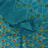 Sanskriti Vintage Sarees Blue Ikat Handwoven Sambhalpuri Pure Silk Sari Sustainable Fabric
