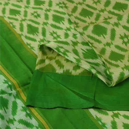 Sanskriti Vintage Sarees Sambhalpuri Ikat Handwoven Pure Silk Sari 5+yd Sustainable Fabric