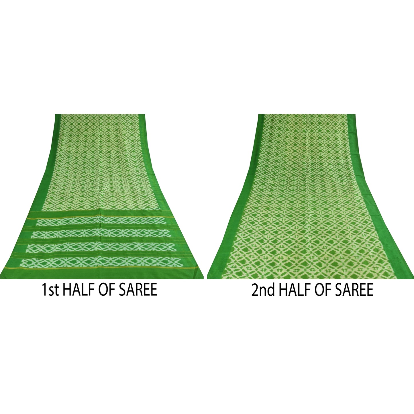 Sanskriti Vintage Sarees Sambhalpuri Ikat Handwoven Pure Silk Sari 5+yd Sustainable Fabric