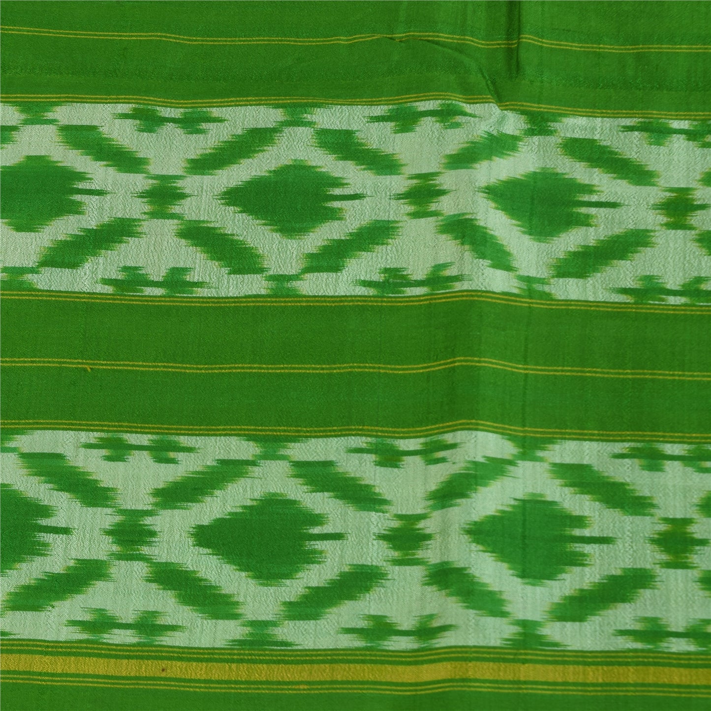 Sanskriti Vintage Sarees Sambhalpuri Ikat Handwoven Pure Silk Sari 5+yd Sustainable Fabric