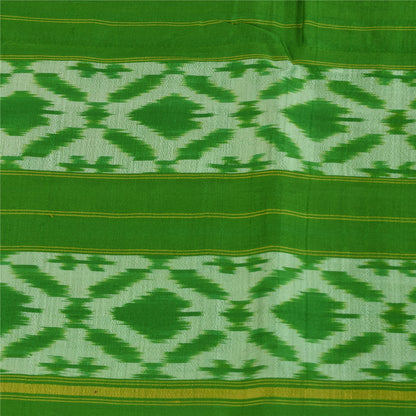 Sanskriti Vintage Sarees Sambhalpuri Ikat Handwoven Pure Silk Sari 5+yd Sustainable Fabric