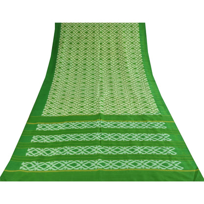 Sanskriti Vintage Sarees Sambhalpuri Ikat Handwoven Pure Silk Sari 5+yd Sustainable Fabric