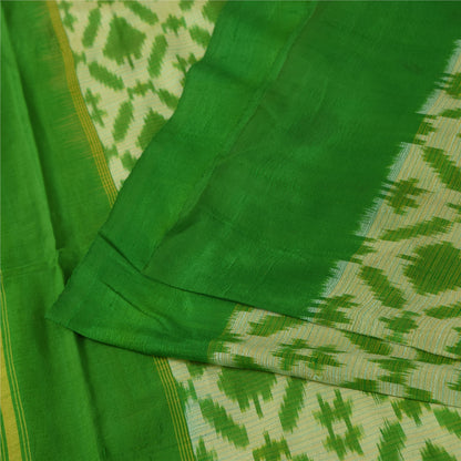 Sanskriti Vintage Sarees Sambhalpuri Ikat Handwoven Pure Silk Sari 5+yd Sustainable Fabric