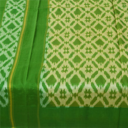 Sanskriti Vintage Sarees Sambhalpuri Ikat Handwoven Pure Silk Sari 5+yd Sustainable Fabric