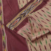 Sanskriti Vintage Sarees Pink Ikat Handwoven Pochampally Pure Silk Sari Fabric