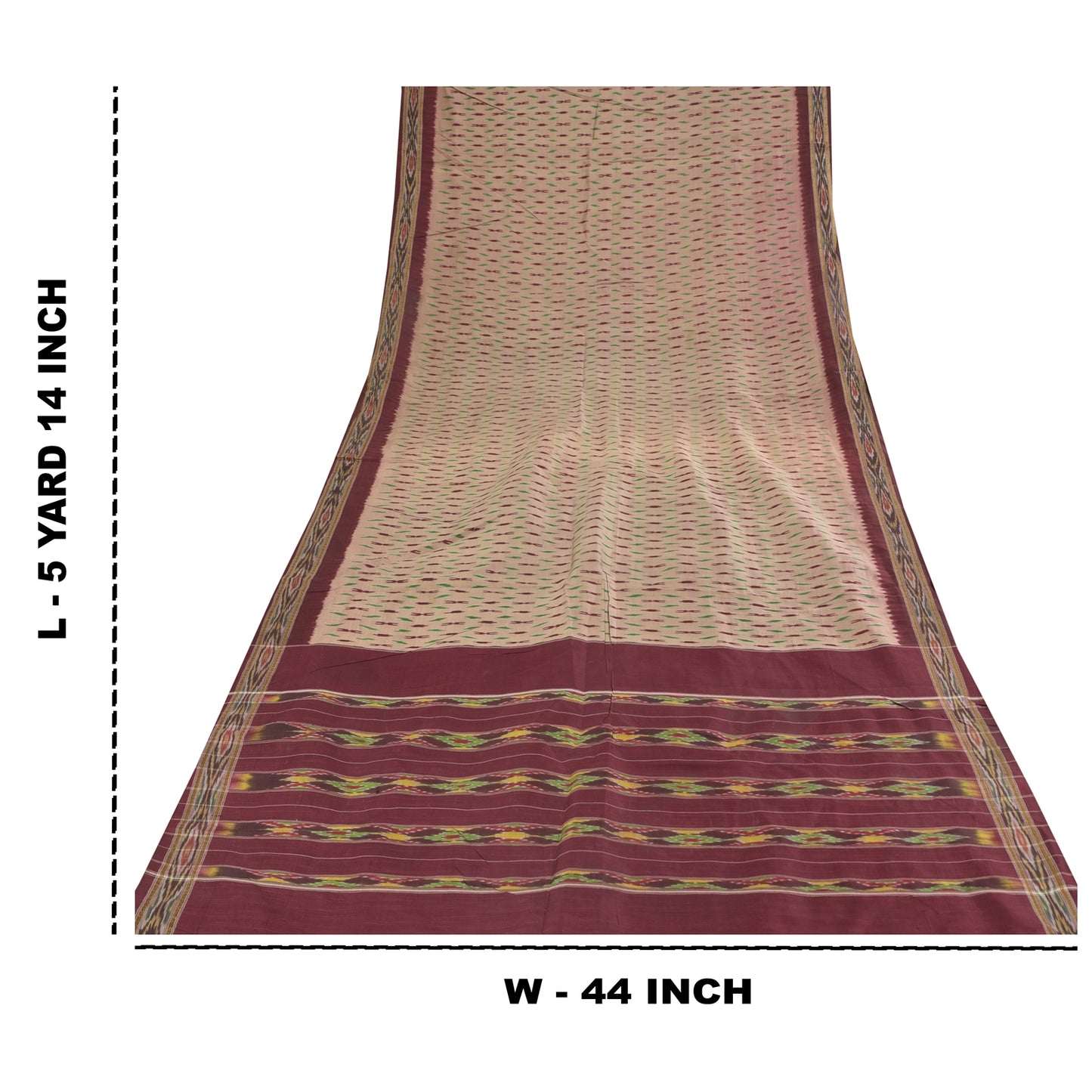 Sanskriti Vintage Sarees Pink Ikat Handwoven Pochampally Pure Silk Sari Fabric