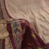 Sanskriti Vintage Sarees Pink Ikat Handwoven Pochampally Pure Silk Sari Fabric