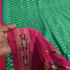 Sanskriti Vintage Sarees Green Ikat Handwoven Pochampally Pure Silk Sari Sustainable Fabric